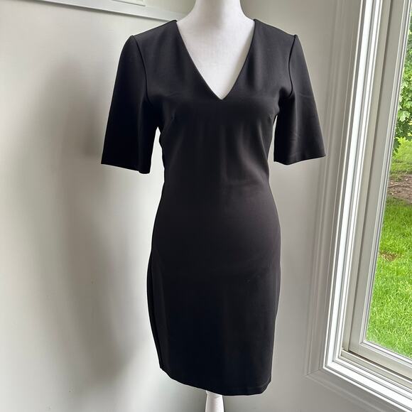 WHBM Aura Collection Black Sheath Sculpt Fitted Cocktail Career Dress Sz 2 - Picture 2 of 12